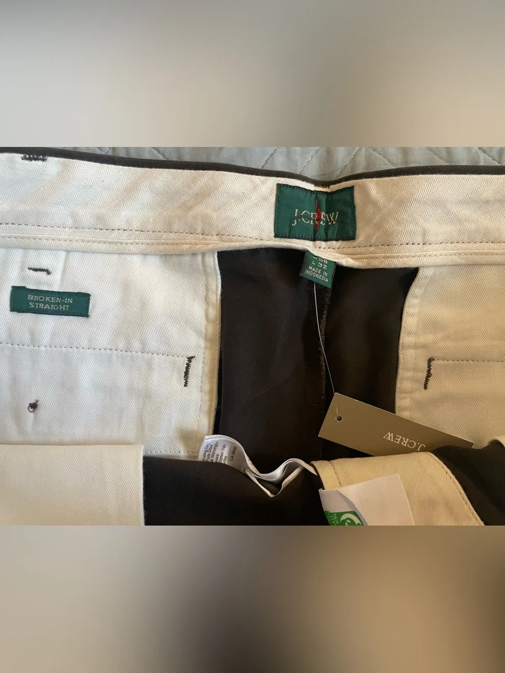 J. CREW Broken-in Straight chino pant in Dark Mahogany Size 38 NWD $98 CD466